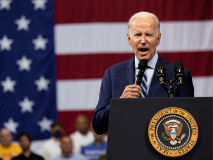 US President Joe Biden speaks at the Arnaud C. Marts Center in Wilkes-Barre, Pennsylvania,