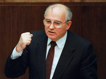 FILE - Soviet President Mikhail Gorbachev says in Moscow that a local military commander ordered the use of force in the breakaway republic of Lithuania, where an assault by Soviet troops on Jan. 13, 1991 claimed 14 lives. Russian news agencies are reporting that former Soviet President Mikhail Gorbachev has …