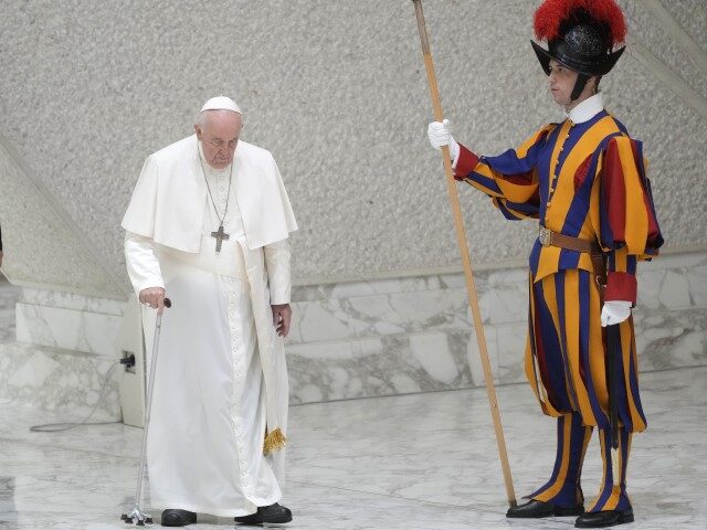 Pope Francis arrives in the Paul VI hall on the occasion of the weekly general audience at