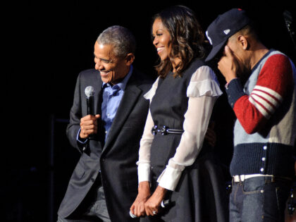 CHICAGO, IL - NOVEMBER 01: President Barack Obama, Michelle Obama, and Chance The Rapper speak at the Obama Foundation Community Event on November 1, 2017 in Chicago, Illinois. (Photo by Timothy Hiatt/Getty Images)