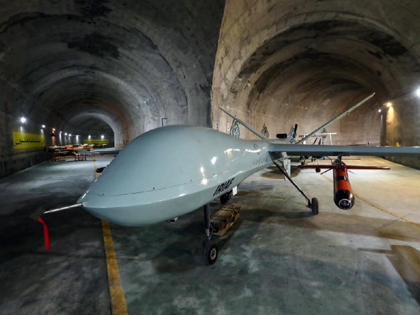 This file handout picture provided by the Iranian military on May 28 2022 reportedly shows military unmanned aerial vehicles (UAVs or drones) at an underground base in an undisclosed location in Iran IRANIAN ARMY OFFICE VIA AFP)