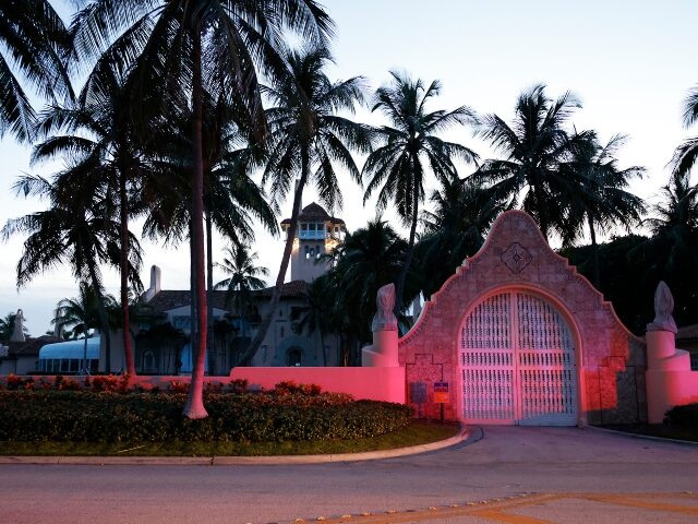 The entrance to former President Donald Trump's Mar-a-Lago estate is shown, Monday, A