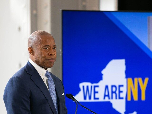 New York Mayor Eric Adams speaks at a press conference announcing the expansion of Penn Station at the Moynihan Train Hall, Manhattan, New York, Thursday, June 9, 2022. (Shawn Inglima/New York Daily News/Tribune News Service via Getty Images)