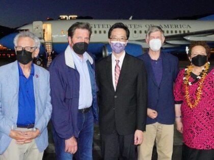 A delegation of U.S. lawmakers landed in Taiwan early Sunday morning, flying in 12 days af