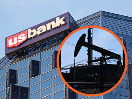 The US Bank building in downtown Nashville. Inset: California oil pumpjack