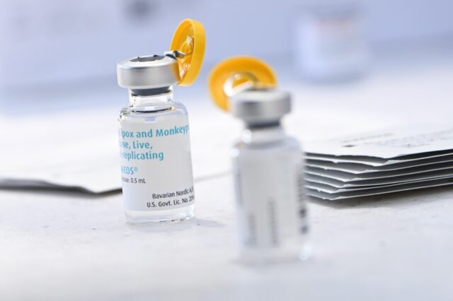 Vials of the JYNNEOS Monkeypox vaccine are prepared at a pop-up vaccination clinic in Los