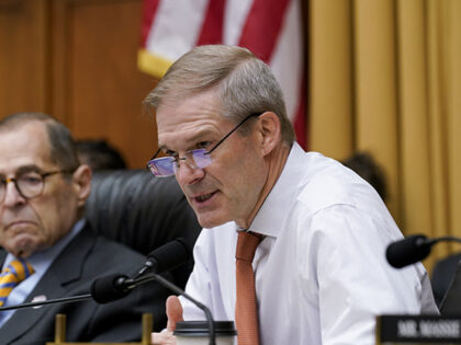 Rep. Jim Jordan, R-Ohio, the top Republican on the House Judiciary Committee, joined at left by Chairman Jerry Nadler, D-N.Y., speaks as the panel holds an emergency meeting to advance a series of Democratic gun control measures, called the Protecting Our Kids Act, in response to mass shootings in Texas …