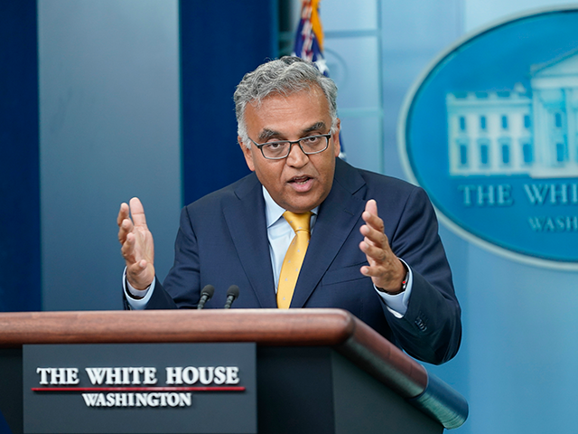 White House COVID-19 Response Coordinator Ashish Jha speaks during the daily briefing at t