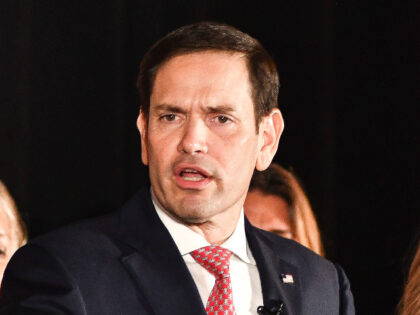 Republican Senator from Florida Marco Rubio speaks during a rally in support of Republican