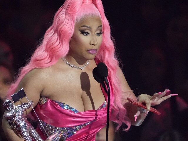 Nicki Minaj accepts the award for best hip-hop for "Do We Have A Problem?" at the MTV Vide