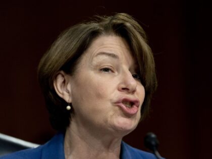 Sen. Amy Klobuchar (D-MN) speaks during a Senate Judiciary Committee Hearing to examine a