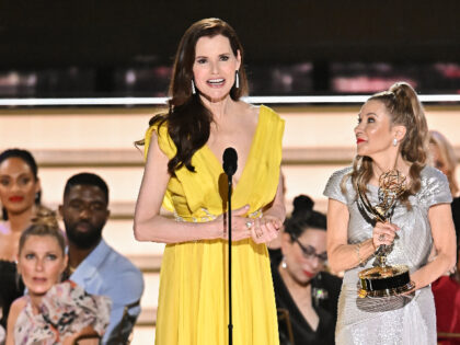 Geena Davis and Madeline Di Nonno accept the Governor's Award onstage at the 74th Primetime Emmy Awards held at Microsoft Theater on September 12, 2022 in Los Angeles, California. (Photo by Michael Buckner/Variety via Getty Images)