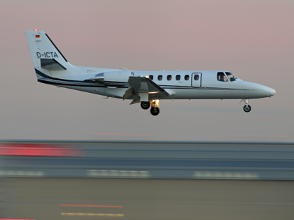 A Cessna 551 lands at Duesseldorf International Airport in Duesseldorf, Germany, 28 January 2014. Photo: Kevin Kurek | usage worldwide (Photo by Kevin Kurek/picture alliance via Getty Images)