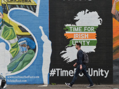 Belfasts International Wall on Falls Road. On Monday, April 19, 2021, in Belfast, Northern