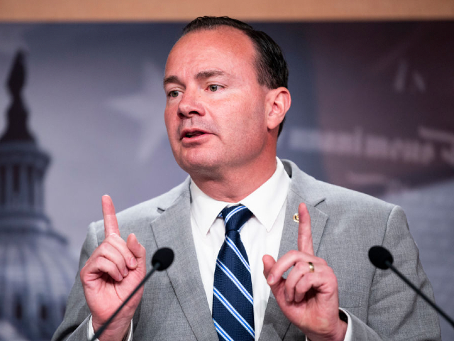 UNITED STATES - JULY 20: Sen. Mike Lee, R-Utah., speaks during the news conference in the Capitol on Tuesday, July 20, 2021, to announce legislation which would require the president to consult with congressional leaders and obtain congressional authorization before exercising certain national security powers. (Photo by Bill Clark/CQ-Roll Call, Inc via Getty Images)