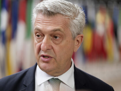 BRUSSELS, BELGIUM - MAY 20: United Nations High Commissioner for Refugees Filippo Grandi is welcome by the EU Commissioner for Foreign Affairs and Security Policy - Vice President (Unseen) in the Europa, the EU Council headquarter on May 20, 2022 in Brussels, Belgium. UNHCR Filippo Grandi warned on Friday that …