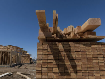 2x4 boards stacked at a new home construction site in Antioch, California, US, on Tuesday, June 14, 2022. The number of home sellers lowering prices has reached the highest level since October 2019, the latest sign that the housing market is slowing from its once-frenzied pandemic pace. Photographer: David Paul …