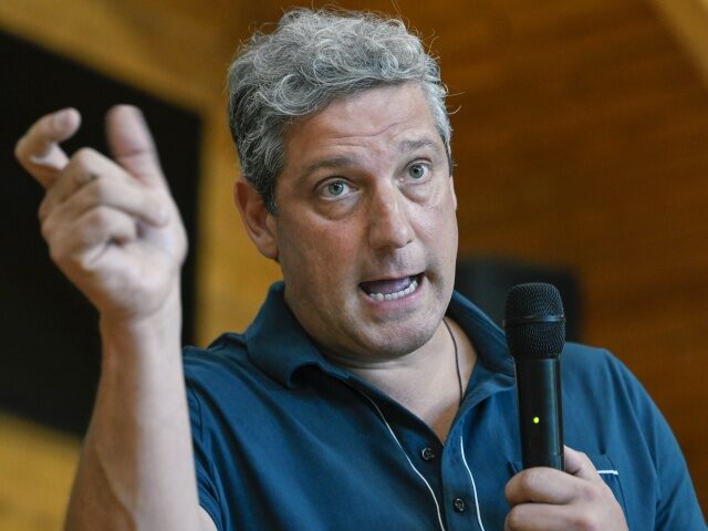 Tim Ryan, US Democrat Senate candidate for Ohio, speaks during an Undecided Voter Town Hal
