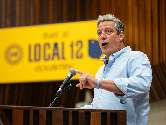 U.S. Senate candidate Rep. Tim Ryan, D-Ohio, speaks at the UAW Local 12 union rally in Tol