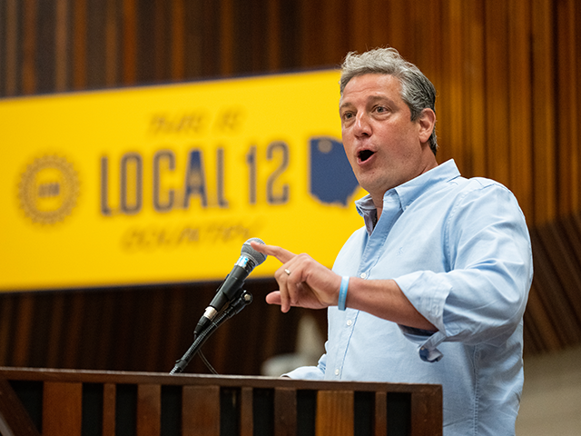 U.S. Senate candidate Rep. Tim Ryan, D-Ohio, speaks at the UAW Local 12 union rally in Toledo, Ohio on Saturday, August 20, 2022. (Bill Clark/CQ-Roll Call, Inc via Getty Images)
