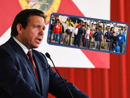 GENEVA, UNITED STATES - 2022/08/24: Florida Gov. Ron DeSantis speaks to supporters at a campaign stop on the Keep Florida Free Tour at the Horsepower Ranch in Geneva. DeSantis faces former Florida Gov. Charlie Crist for the general election for Florida Governor in November. (Photo by Paul Hennessy/SOPA Images/LightRocket via …