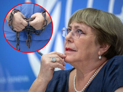 Outgoing United Nations High Commissioner for Human Rights Michelle Bachelet gives a final press conference at the United Nations offices in Geneva on August 25, 2022. - Bachelet faces pressure to release a long-delayed report on the situation in the Xinjiang region, where Beijing stands accused of detaining more than …