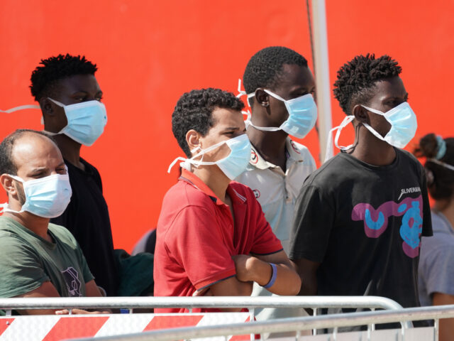 The Open Arms 1 arrives in Messina with 99 people rescued in the Mediterranean Sea, the migrants are disembarked in Messina before being sent to their final destinations. Messina (Sicily) August 27, 2022. (Photo by Gabriele Maricchiolo/NurPhoto via Getty Images)