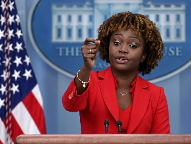 White House Press Secretary Karine Jean-Pierre speaks at the daily briefing in the Brady B