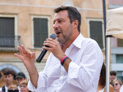 Salò, Provence of Brescia, Italy. 4 September 2022. La Lega Leader Matteo Salvini deliver