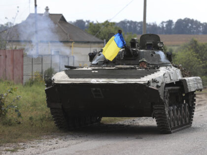HARKIV, UKRAINE - SEPTEMBER 08: A tank of Ukrainian Army advances to the fronts in the nor