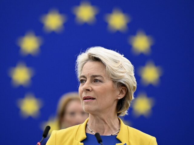 European Commission President Ursula von der Leyen delivers a speech during a debate on "T