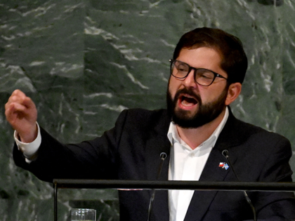 Chilean President Gabriel Boric addresses the 77th session of the United Nations General Assembly at UN headquarters in New York City on September 20, 2022. (Photo by TIMOTHY A. CLARY / AFP) (Photo by TIMOTHY A. CLARY/AFP via Getty Images)
