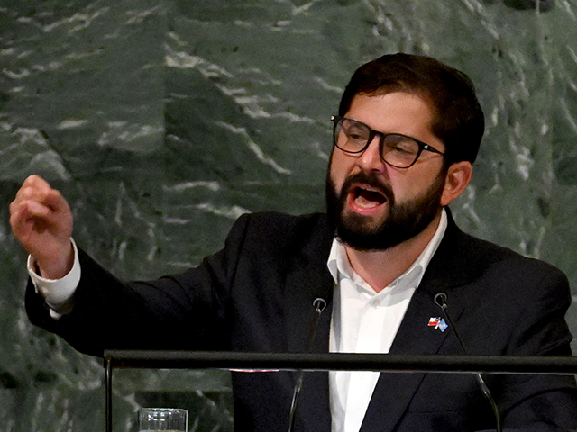Chilean President Gabriel Boric addresses the 77th session of the United Nations General Assembly at UN headquarters in New York City on September 20, 2022. (Photo by TIMOTHY A. CLARY / AFP) (Photo by TIMOTHY A. CLARY/AFP via Getty Images)