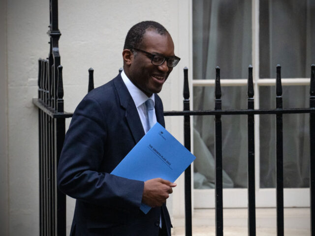 LONDON, ENGLAND - SEPTEMBER 23: UK Chancellor of The Exchequer Kwasi Kwarteng leaves 11 Downing Street on September 23, 2022 in London, England. Amongst other recent economic announcements including an increase in interest rates, a 1.25 percent rise in National Insurance will be scrapped from November 6th as new Prime …