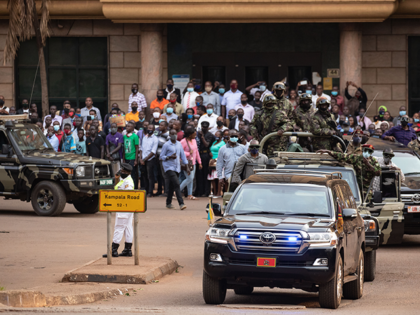 President Yoweri Museveni's motorcade arrives prior to him to speaking to supporters on January 21, 2021 in Kampala, Uganda. The electoral commission in Uganda declared incumbent Museveni the winner in last week's presidential election. Former Popstar and opposition candidate Bobi Wine of the NUP has accused him of winning by …