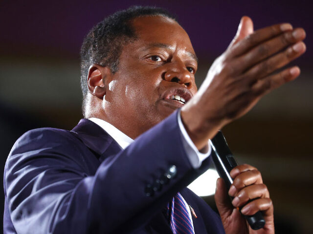 COSTA MESA, CALIFORNIA - SEPTEMBER 14: Gubernatorial recall candidate Larry Elder speaks to supporters at an election night event on September 14, 2021 in Costa Mesa, California. Californians headed to the polls today to cast their ballots in the California recall election of Gov. Gavin Newsom. (Photo by Mario Tama/Getty …