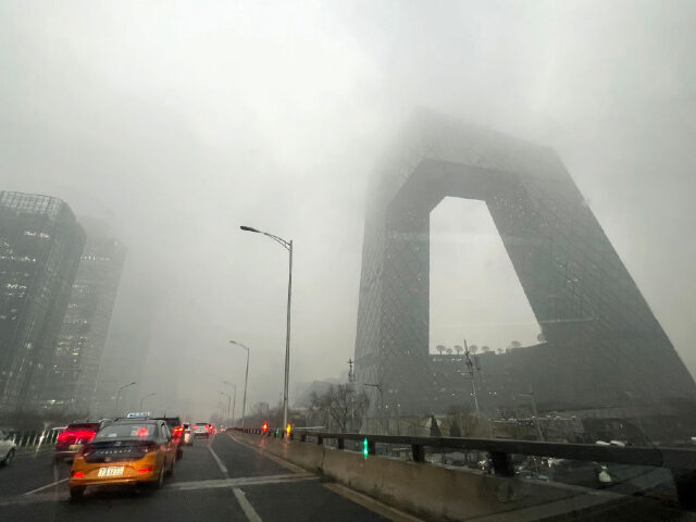 BEIJING, CHINA - MARCH 24: The CCTV headquarters is seen during a smoggy day on March 24,