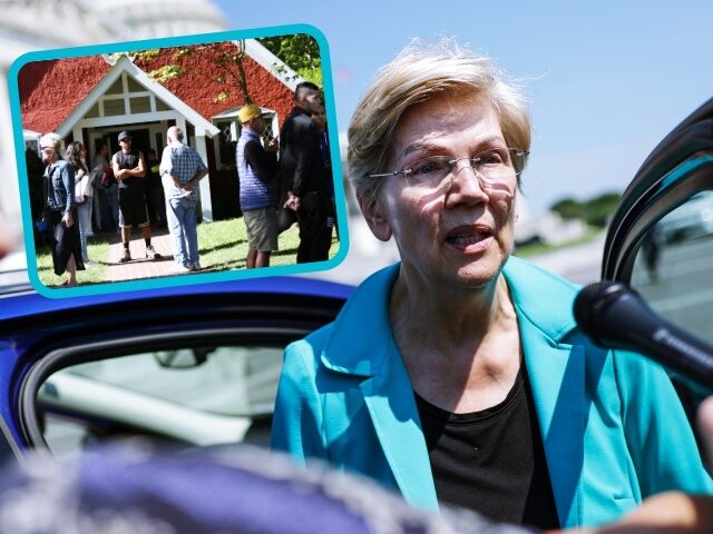 WASHINGTON, DC - JULY 12: U.S. Sen Elizabeth Warren (D-MA) speaks to reporters following a press conference on bank overdraft fees on July 12, 2022 in Washington, DC. Warren has reintroduced the Stop Overdraft Profiteering Act of 2021, which would ban overdraft fees on debit card transactions and ATM withdrawals, …