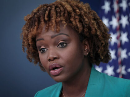 WASHINGTON, DC - SEPTEMBER 01: White House press secretary Karine Jean-Pierre answers questions during the daily briefing at the White House on September 1, 2022 in Washington, DC. Jean-Pierre answered a range of questions including the speech U.S. President Joe Biden is scheduled to deliver this evening in a prime-time …