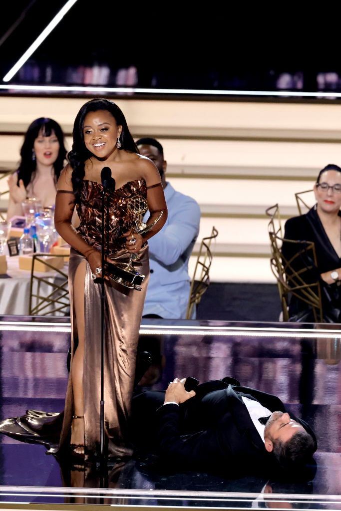 Faced with ‘White Privilege’ Reaction, Jimmy Kimmel Apologizes to Quinta Brunson for ‘Stupid Comedy’ at Low-Rating Emmy Awards