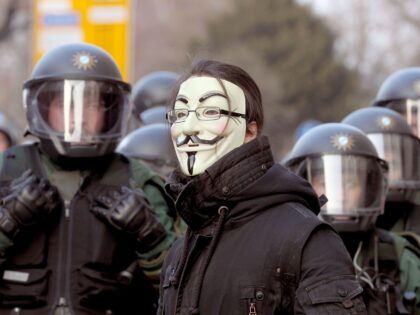 FRANKFURT AM MAIN, GERMANY - MARCH 18: Supporter of the Blockupy movement demonstrate at t