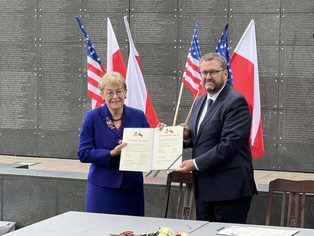 Rep. Marcy Kaptur (D-OH) and Director of the Warsaw Uprising Museum Jan Ołdakowski launch the Liberty Road initiative. (Kristina Wong/Breitbart News)
