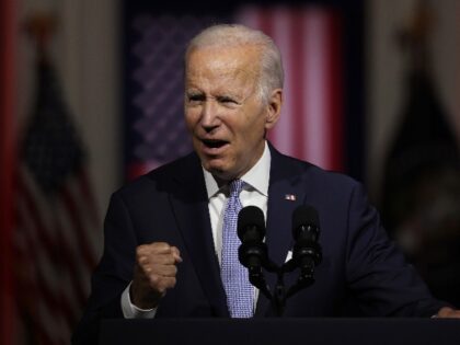U.S. President Joe Biden delivers a primetime speech at Independence National Historical Park September 1, 2022 in Philadelphia, Pennsylvania. President Biden spoke on “the continued battle for the Soul of the Nation.” (Photo by Alex Wong/Getty Images)