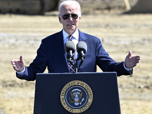 US President Joe Biden speaks during a ceremony at the groundbreaking of the new Intel sem