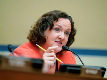 WASHINGTON, DC - JUNE 08: Rep. Katie Porter, (D-CA), speaks during a House Committee on Oversight and Reform hearing on gun violence on June 8, 2022 in Washington, DC. (Photo by Andrew Harnik-Pool/Getty Images)