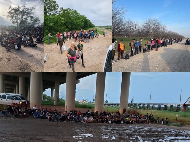 Large migrant groups continue to pour across the border from Mexico into Texas in record n