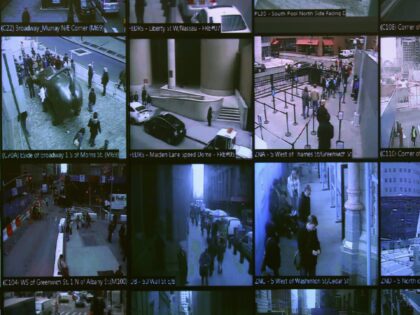NEW YORK, NY - APRIL 23: Monitors show imagery from security cameras seen at the Lower Manhattan Security Initiative on April 23, 2013 in New York City. At the counter-terrorism center, police and private security personel monitor more than 4,000 surveillance cameras and license plate readers mounted around the Financial …