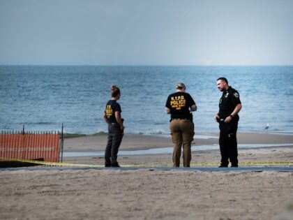 Police work along a stretch of beach at Coney Island which is now a crime scene after a mother is suspected of drowning her children in the ocean on September 12, 2022 in the Brooklyn borough of New York City. Three children were found unconscious on the beach near the …