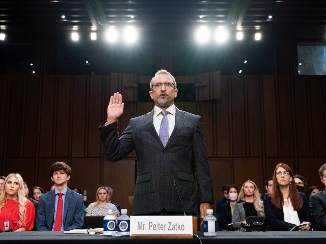 Twitter whistleblower Peiter Zatko is sworn in for a Senate Judiciary hearing examining data security at risk, Tuesday, Sept. 13, 2022, in Washington. (AP Photo/Jacquelyn Martin)
