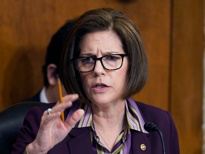 Sen. Catherine Cortez Masto, D-Nev., speaks during a Senate Energy and Natural Resources hearing to examine the President's proposed budget request for fiscal year 2023 for the Department of Energy, May 5, 2022, in Washington. Many of the nation’s most vulnerable Democrats are actively trying to distance themselves from Washington, …